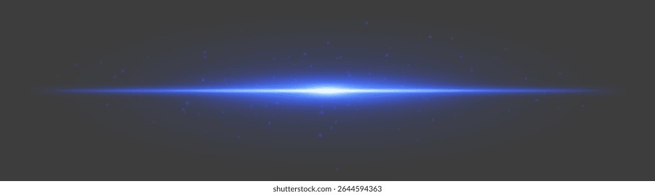 Exacerbação luminosa azul. Feixe central com partículas dispersas e brilho suave no fundo cinza escuro, usado para fantasia, energia digital, visuais de interface do usuário.