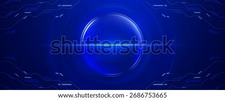 Blue luminous sphere with circuit board and light flare