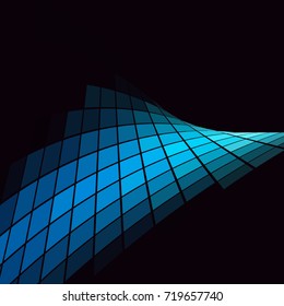 Blue Luminous Tiles in the Dark . Abstract Background . Template for your Design . Isolated Vector Illustration