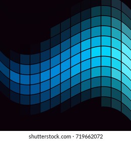 Blue Luminous Tiles in the Dark . Abstract Background . Template for your Design . Isolated Vector Illustration