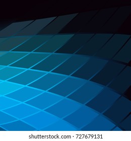 Blue Luminous Tiles in the Dark . Abstract Black Background . Template for your Design . Isolated Vector Illustration
