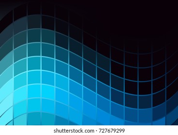 Blue Luminous Tiles in the Dark . Abstract Black Background . Template for your Design . Isolated Vector Illustration