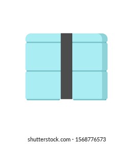 Blue Lunch box or Bento box, vector illustration of zero waste concept on transparent background