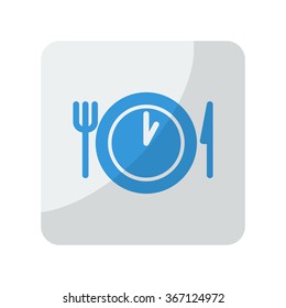 Blue Lunch Time icon on grey rounded square button on white