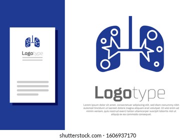 Blue Lungs icon isolated on white background. Logo design template element. Vector Illustration