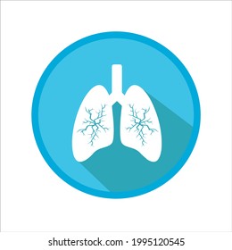 Blue lungs icon isolated on white background. Vector organ symbol.