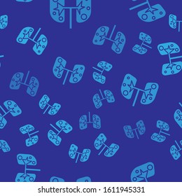 Blue Lungs icon isolated seamless pattern on blue background.  Vector Illustration