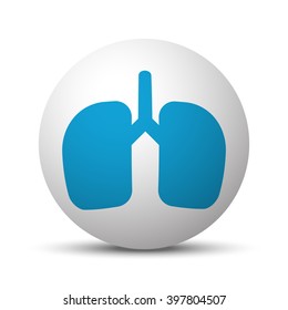 Blue Lungs icon on sphere on white background