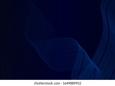 Blue luxury abstract background with lines. Neon fluid with geometric wave for banner, poster, cover, page. Minimal wallpaper design. Vector illustration.