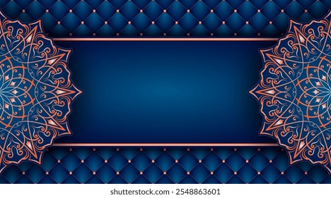 Blue luxury bacground with beautiful mandala ornaments