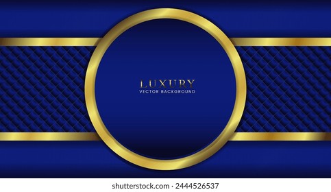 Blue luxury background with gold circular lines, as well as a luxury geometric background with copy space, are appropriate backgrounds for awards and certificates.