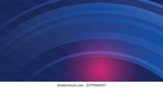 Blue luxury background with gold line decoration and curve light effect with bokeh elements.