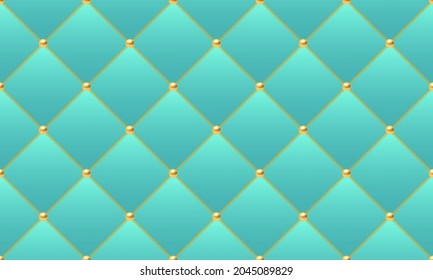 Blue luxury background with golden chains and beads. Vector illustration.