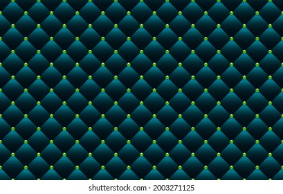 Blue luxury background with green beads. Seamless vector illustration. 