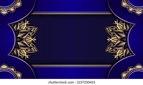 Blue luxury background  with mandala ornament