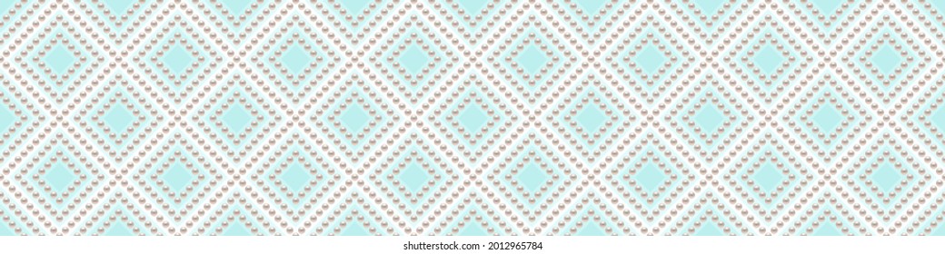 Blue luxury background with pearls. Seamless vector illustration. 