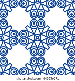 Blue  luxury background seamless with ornamental pattern on white
