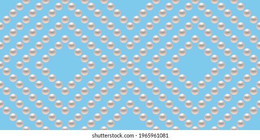 Blue luxury background with small pearls and rhombuses. Seamless vector illustration. 