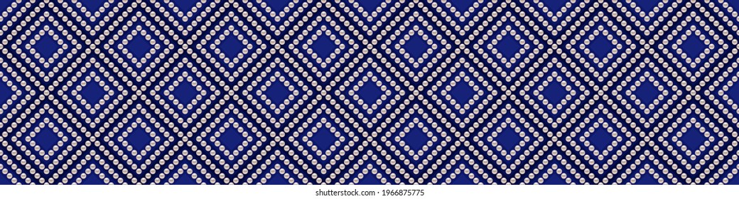 Blue luxury background with small pearls and rhombuses. Seamless vector illustration. 