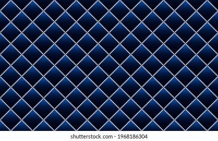 Blue luxury background with small pearls and rhombuses. Seamless vector illustration. 