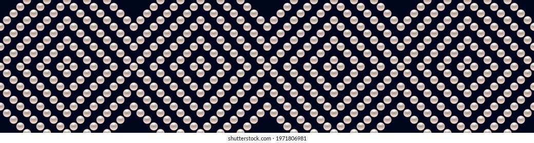Blue luxury background with small pearls and rhombuses. Seamless vector illustration. 