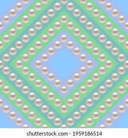 Blue luxury background in soft colors with small pearls and rhombuses. Seamless vector illustration. 