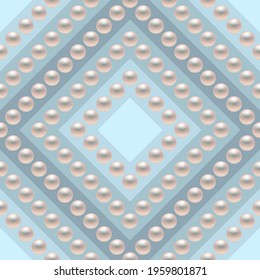 Blue luxury background in soft colors with small pearls and rhombuses. Seamless vector illustration. 