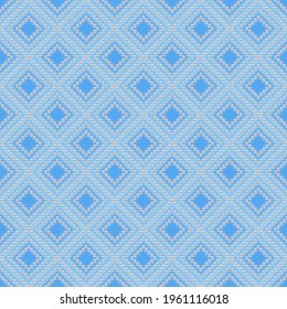 Blue luxury background in soft colors with small pearls and rhombuses. Seamless vector illustration. 