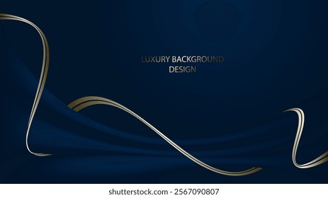 Blue luxury background vector illustration design. Blue color gradation background with gold line. Luxury style background. Suit for banner, backdrop, award, certificate template, presentation, etc