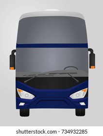 Blue luxury bus. front side. vector illustration