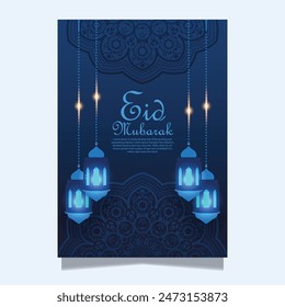 Blue Luxury Eid Mubarak Creativo Flyer Diseño Anuncio post