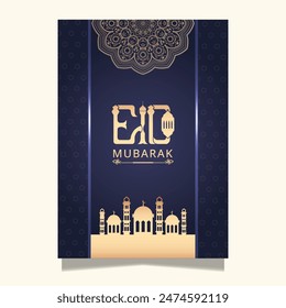 Blue Luxury Eid Mubarak Creative Flyer Design