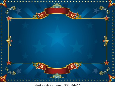 Blue luxury horizontal background. a blue retro poster with red sunbeams for your advertising. Perfect size for a screen.