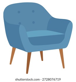 sofá de luxo azul sofá lounge casa decoração cor plana ilustração vetorial modelo design