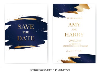 Blue Luxury style Wedding Invitation cards collection design, brochure, invitation template.