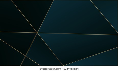Textura triangular de lujo azul. Marco premium de polígono de líneas doradas. Papel tapiz de celebración geométrica VIP Rich Silver. Fondo Crystal Triangle Blue Premium. Banner elegante de formas elegantes de platino oscuro