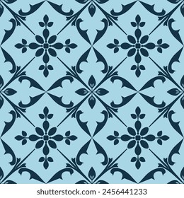 Patrón sin fisuras de Vector de lujo azul. Adorno, motivos tradicionales, étnicos, árabes, turcos, indios. Ideal para tela y textil, Fondo de pantalla, diseño de empaque o cualquier idea deseada.