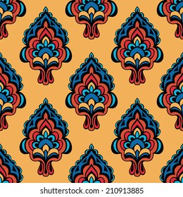 Blue Luxury Vintage Damask Floral Vector Oriental