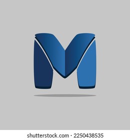 Blue M logo with 3D effect 