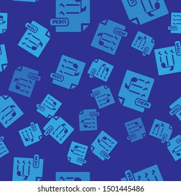 Blue M3U file document. Download m3u button icon isolated seamless pattern on blue background. M3U file symbol.  Vector Illustration