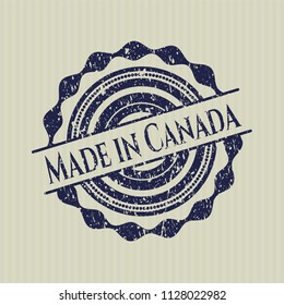 Blue Made in Canada distressed rubber grunge seal