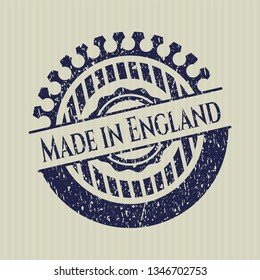 Blue Made in England distress grunge style stamp