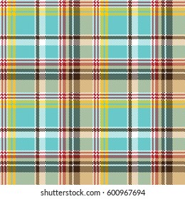 Blue madras pixel texture color fabric seamless pattern. Vector illustration.