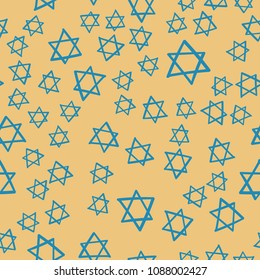 Blue Magen-David Symbol Seamless Pattern