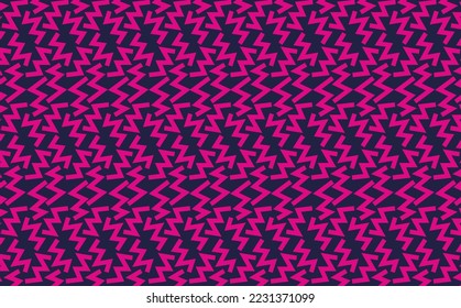 Blau und magentafarbene, scharfe Zickzacklinien, Vektorgrafik. violetter Hintergrund.