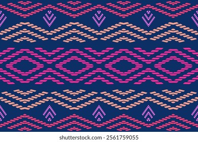 Blue and Magenta Ethnic Diamond Motif: Perfect for Stylish Textiles and Bold Home Accessories