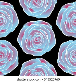 Blue and magenta floral seamless pattern.