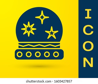 Blue Magic ball icon isolated on yellow background. Crystal ball.  Vector Illustration