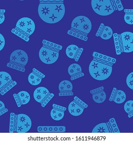 Blue Magic ball icon isolated seamless pattern on blue background. Crystal ball.  Vector Illustration