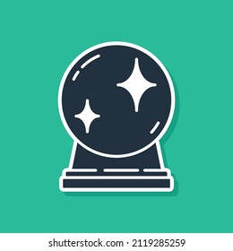 Blue Magic ball icon isolated on green background. Crystal ball.  Vector Illustration